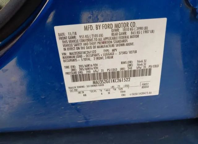 Photo 8 VIN: MAJ3S2GE1KC261522 - FORD ECOSPORT 