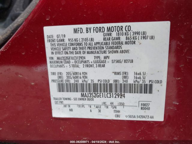 Photo 8 VIN: MAJ3S2GE1LC312924 - FORD ECOSPORT 