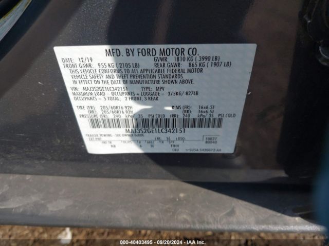 Photo 8 VIN: MAJ3S2GE1LC342151 - FORD ECOSPORT 