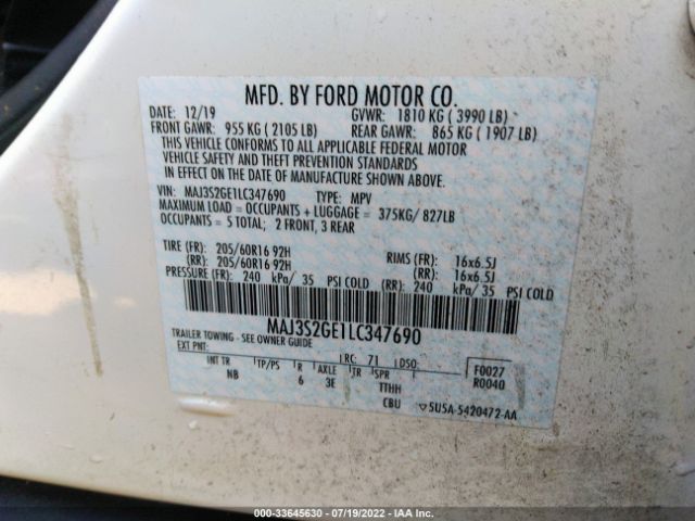 Photo 8 VIN: MAJ3S2GE1LC347690 - FORD ECOSPORT 