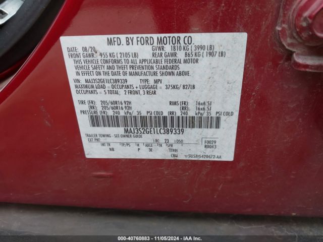 Photo 8 VIN: MAJ3S2GE1LC389339 - FORD ECOSPORT 