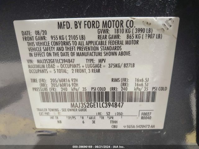 Photo 8 VIN: MAJ3S2GE1LC394847 - FORD ECOSPORT 