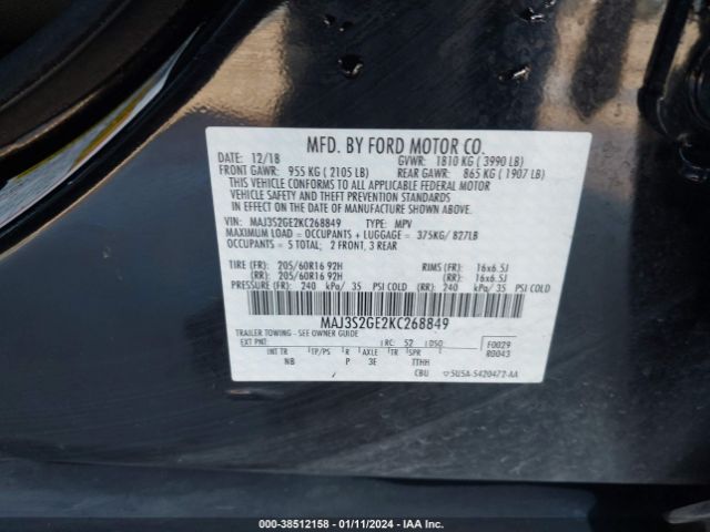 Photo 8 VIN: MAJ3S2GE2KC268849 - FORD ECOSPORT 