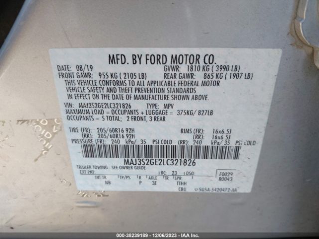 Photo 8 VIN: MAJ3S2GE2LC321826 - FORD ECOSPORT 