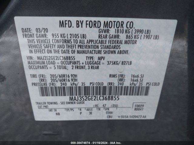 Photo 8 VIN: MAJ3S2GE2LC368855 - FORD ECOSPORT 