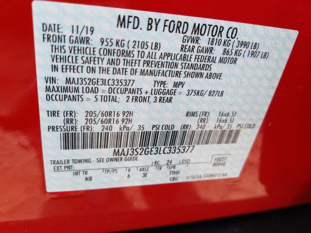 Photo 9 VIN: MAJ3S2GE3LC335377 - FORD ECOSPORT 