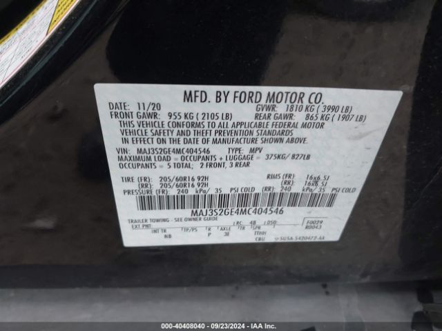 Photo 8 VIN: MAJ3S2GE4MC404546 - FORD ECOSPORT 