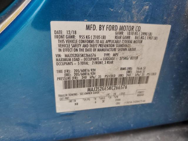 Photo 12 VIN: MAJ3S2GE5KC266576 - FORD ECOSPORT S 