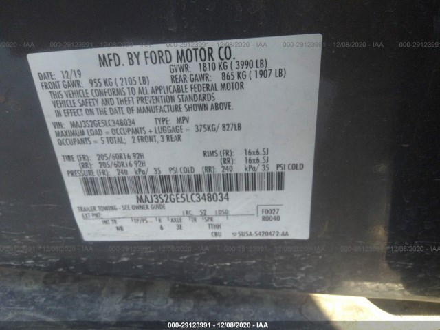 Photo 8 VIN: MAJ3S2GE5LC348034 - FORD ECOSPORT 