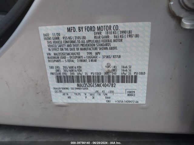 Photo 8 VIN: MAJ3S2GE5MC404782 - FORD ECOSPORT 