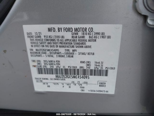 Photo 8 VIN: MAJ3S2GE5MC454095 - FORD ECOSPORT 