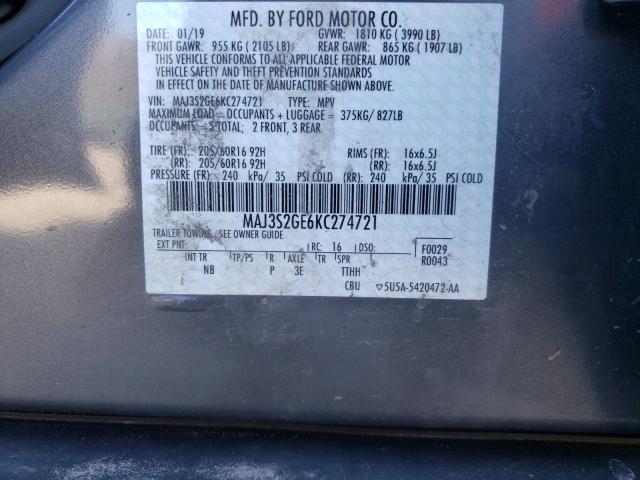 Photo 9 VIN: MAJ3S2GE6KC274721 - FORD ECOSPORT 