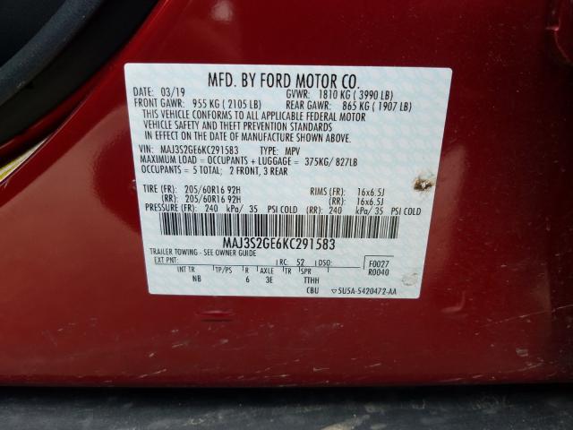 Photo 9 VIN: MAJ3S2GE6KC291583 - FORD ECOSPORT 