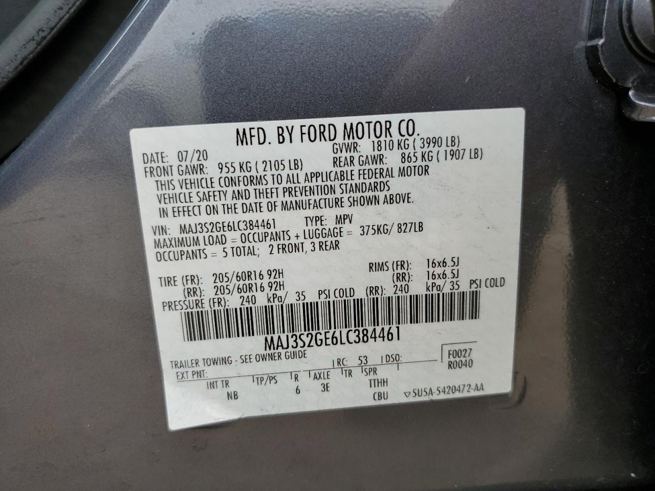 Photo 12 VIN: MAJ3S2GE6LC384461 - FORD ECOSPORT 