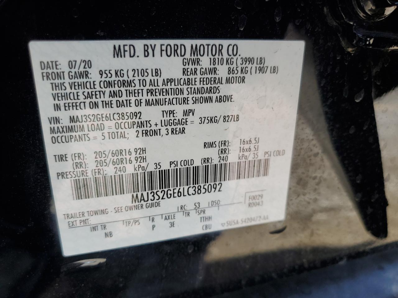 Photo 11 VIN: MAJ3S2GE6LC385092 - FORD ECOSPORT 