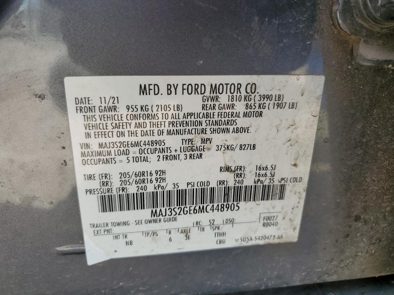 Photo 12 VIN: MAJ3S2GE6MC448905 - FORD ECOSPORT 