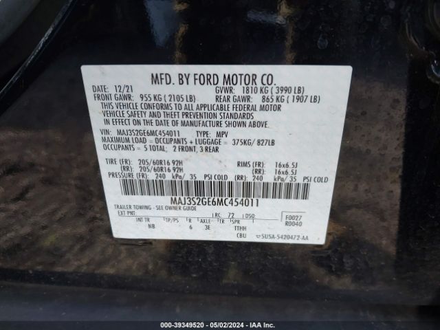 Photo 8 VIN: MAJ3S2GE6MC454011 - FORD ECOSPORT 