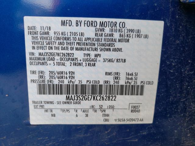 Photo 9 VIN: MAJ3S2GE7KC262822 - FORD ECOSPORT S 