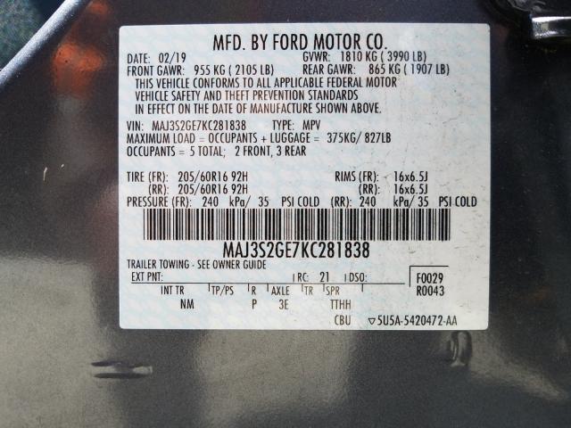 Photo 9 VIN: MAJ3S2GE7KC281838 - FORD ECOSPORT S 