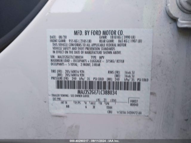 Photo 8 VIN: MAJ3S2GE7LC388034 - FORD ECOSPORT 