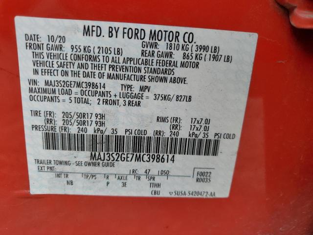 Photo 11 VIN: MAJ3S2GE7MC398614 - FORD ECOSPORT S 