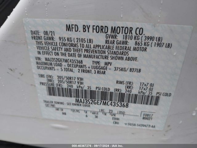 Photo 8 VIN: MAJ3S2GE7MC435368 - FORD ECOSPORT 