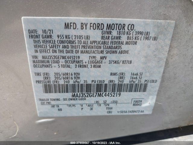 Photo 8 VIN: MAJ3S2GE7MC445219 - FORD ECOSPORT 