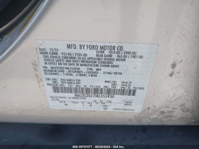 Photo 8 VIN: MAJ3S2GE7MC455930 - FORD ECOSPORT 