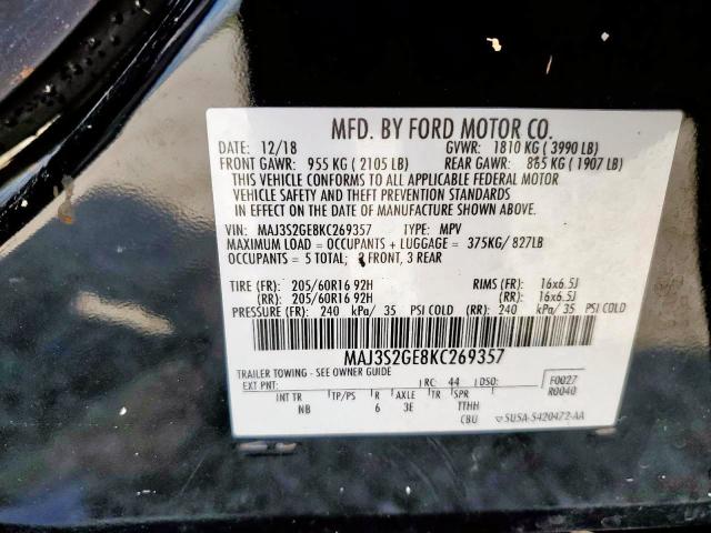 Photo 9 VIN: MAJ3S2GE8KC269357 - FORD ECOSPORT S 