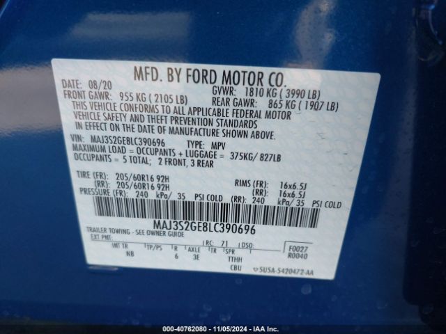 Photo 8 VIN: MAJ3S2GE8LC390696 - FORD ECOSPORT 