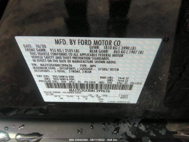 Photo 8 VIN: MAJ3S2GE8MC399626 - FORD ECOSPORT 