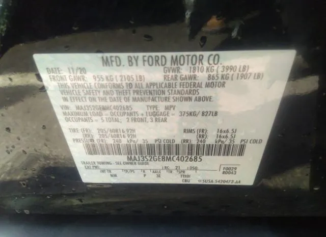 Photo 8 VIN: MAJ3S2GE8MC402685 - FORD ECOSPORT 