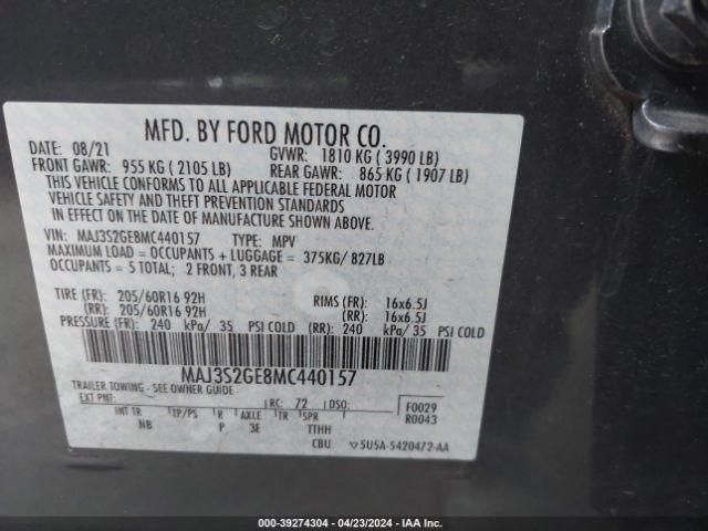 Photo 8 VIN: MAJ3S2GE8MC440157 - FORD ECOSPORT 