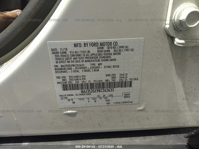 Photo 8 VIN: MAJ3S2GE9KC263633 - FORD ECOSPORT 