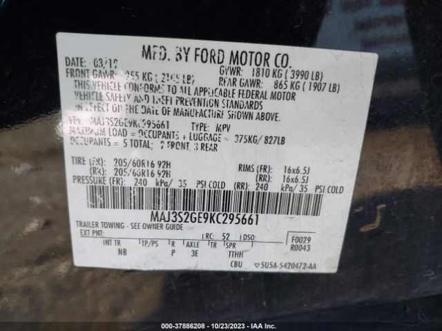 Photo 8 VIN: MAJ3S2GE9KC295661 - FORD ECOSPORT 