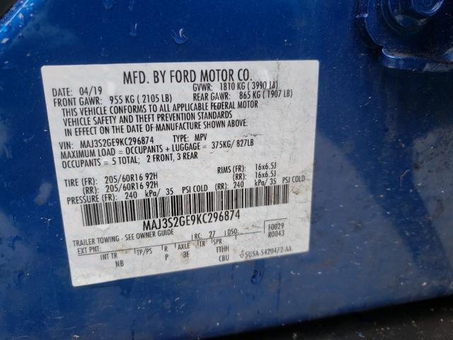 Photo 9 VIN: MAJ3S2GE9KC296874 - FORD ECOSPORT S 