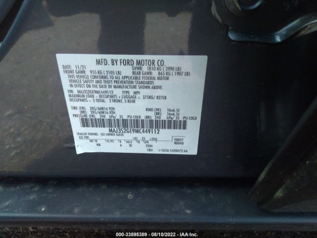 Photo 8 VIN: MAJ3S2GE9MC449112 - FORD ECOSPORT 