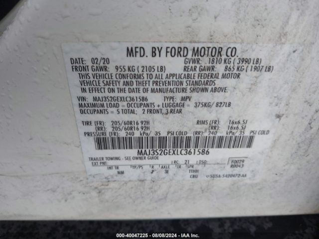 Photo 8 VIN: MAJ3S2GEXLC361586 - FORD ECOSPORT 