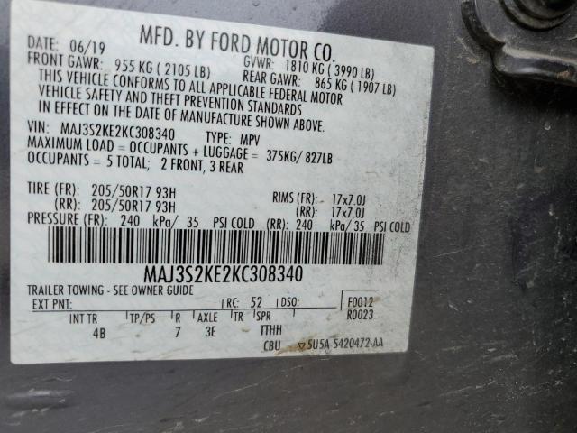 Photo 11 VIN: MAJ3S2KE2KC308340 - FORD ECOSPORT 