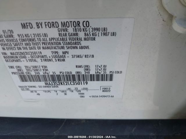 Photo 8 VIN: MAJ3S2KE2LC350119 - FORD ECOSPORT 