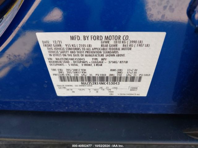 Photo 8 VIN: MAJ3S2KE4MC453043 - FORD ECOSPORT 