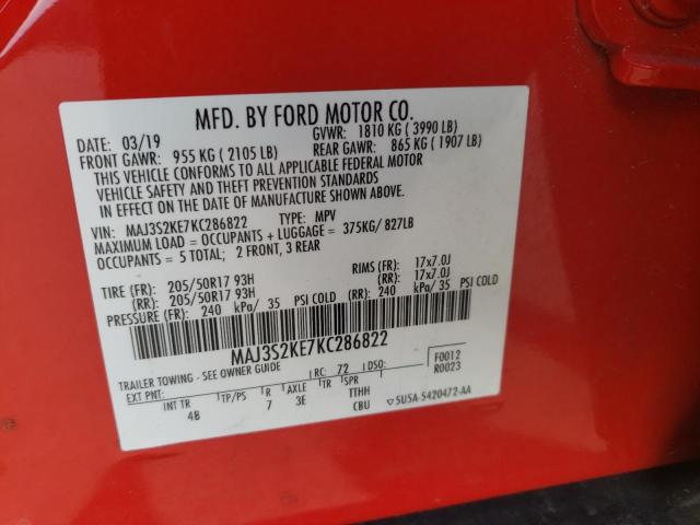 Photo 12 VIN: MAJ3S2KE7KC286822 - FORD ECOSPORT 