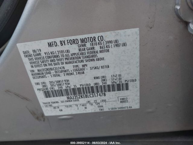 Photo 8 VIN: MAJ3S2KE8LC317478 - FORD ECOSPORT 