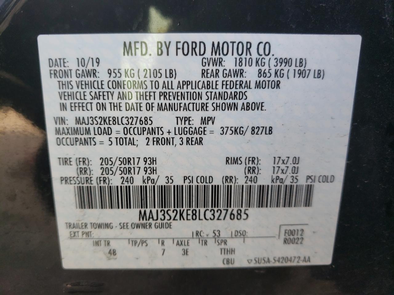 Photo 12 VIN: MAJ3S2KE8LC327685 - FORD ECOSPORT 