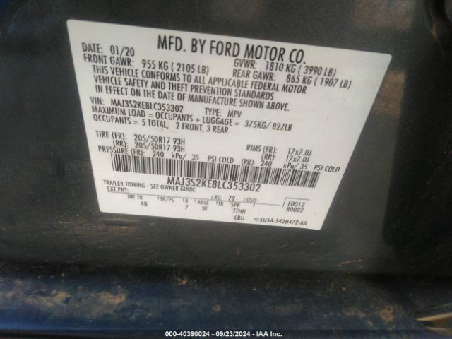 Photo 8 VIN: MAJ3S2KE8LC353302 - FORD ECOSPORT 