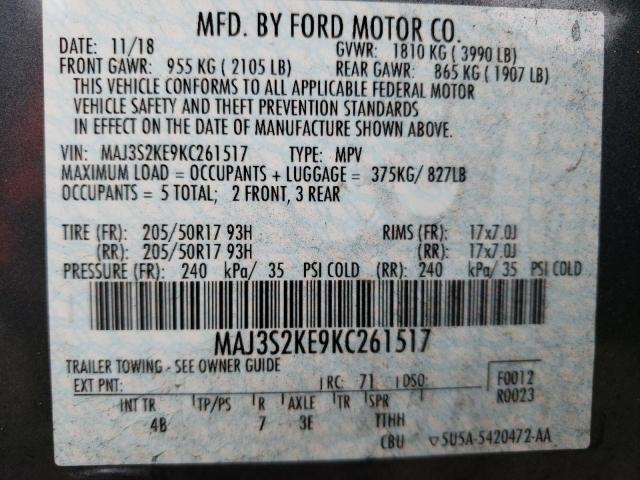 Photo 12 VIN: MAJ3S2KE9KC261517 - FORD ECOSPORT 