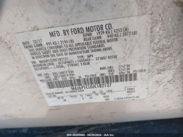 Photo 8 VIN: MAJ6P1CL0JC182127 - FORD ECOSPORT 