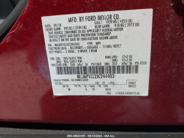 Photo 8 VIN: MAJ6P1CL2JC244403 - FORD ECOSPORT 