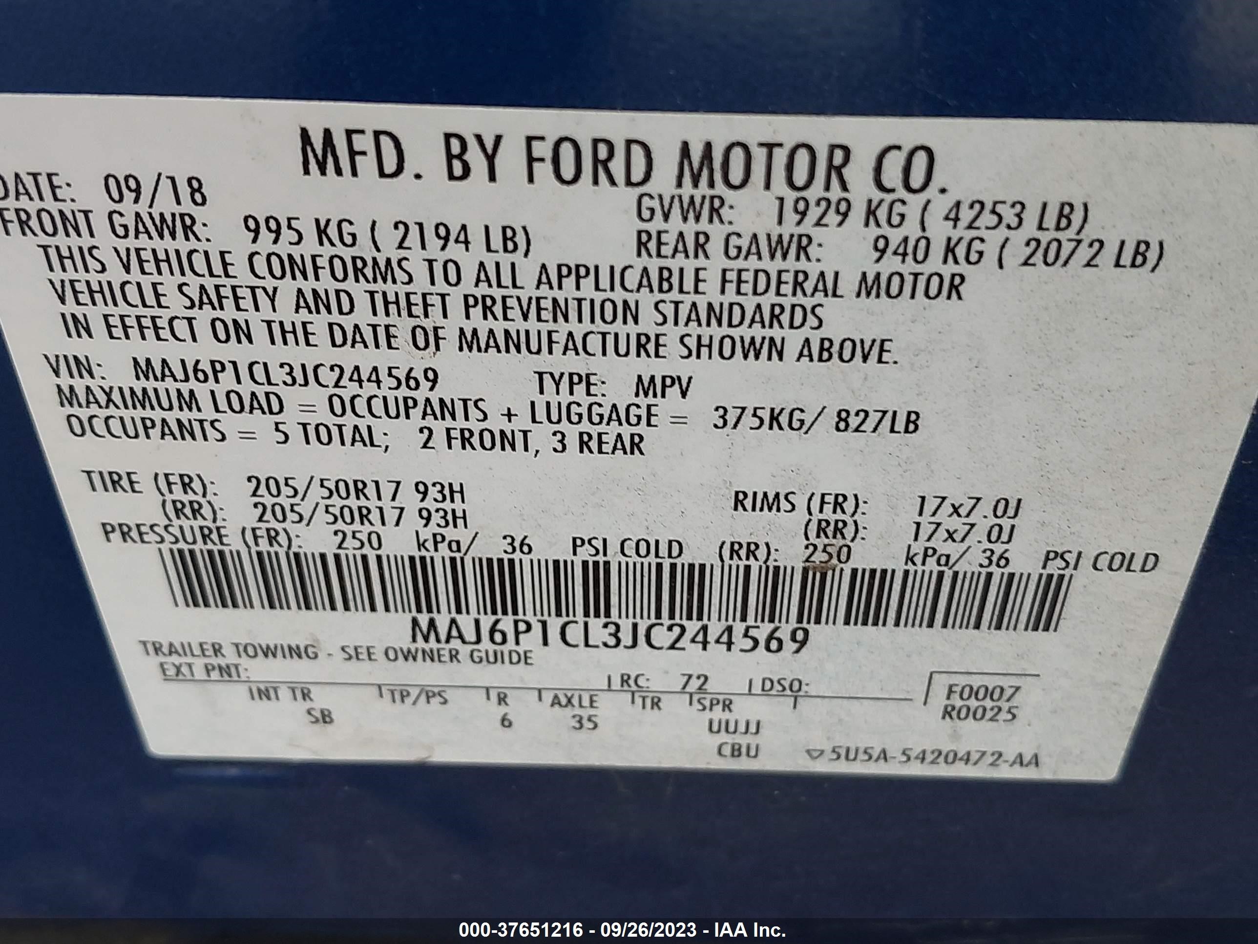 Photo 8 VIN: MAJ6P1CL3JC244569 - FORD ECOSPORT 