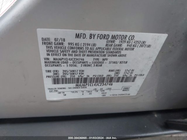 Photo 8 VIN: MAJ6P1CL4JC234746 - FORD ECOSPORT 